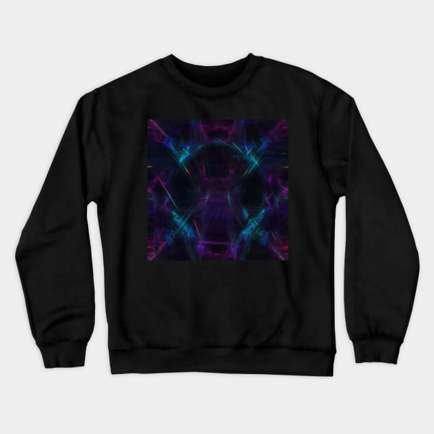 Neon Trippy EDM Festival Rave Pattern Crewneck Sweatshirt by AlexandrAIart